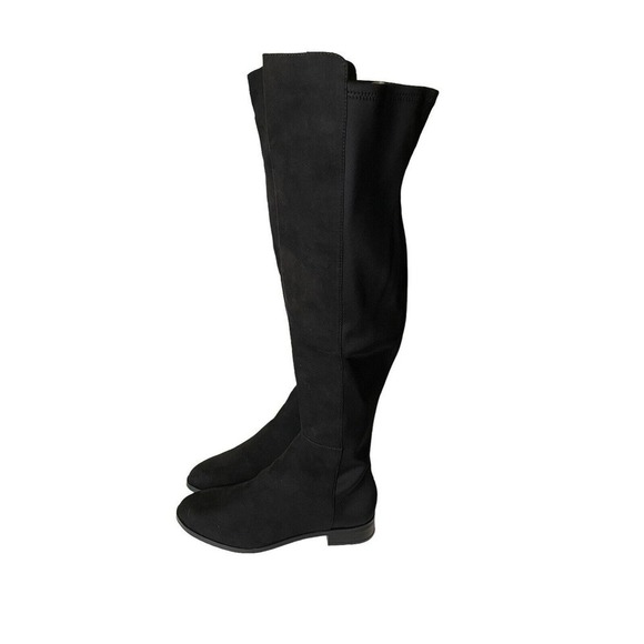 J.Crew NEW Over Knee Boots Microsuede Black Size 7 Stretchy Riding Equestrian - Picture 4 of 10